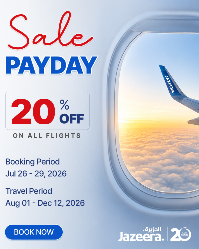 Payday Sale by Jazeera AIrways on Sasto Tickets (sastotickets.com) - Get upto 20% off on all destinations