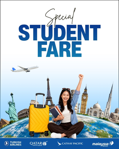 Special Student Fare on Sasto Tickets (sastotickets.com) – Save on Turkish Airlines, Qatar Airways, Cathay Pacific & Malaysia Airlines