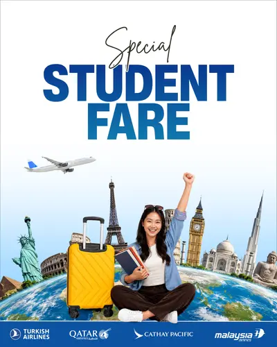 Special Student Fare on Sasto Tickets (sastotickets.com) – Save on Turkish Airlines, Qatar Airways, Cathay Pacific & Malaysia Airlines