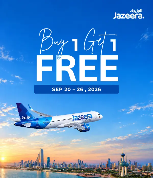 Jazeera Airways Mega Sale Buy 1 Get 1 Free (sastotickets.com)