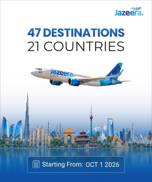 Jazeera - 47 Destinations in 21 Countries From Oct 1, 2026 at Sasto Tickets (sastotickets.com)